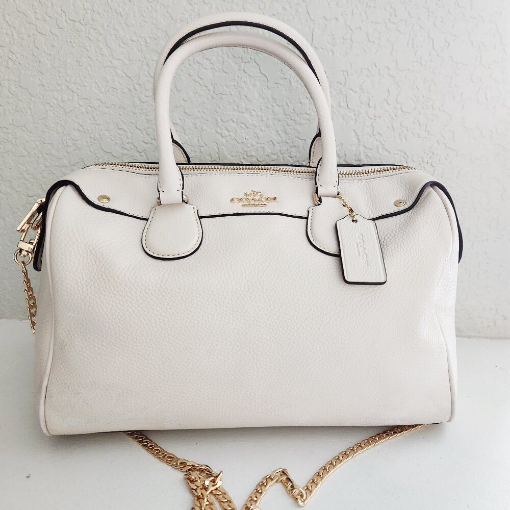 Coach Rowan Cream Leather Shoulder Bag Purse